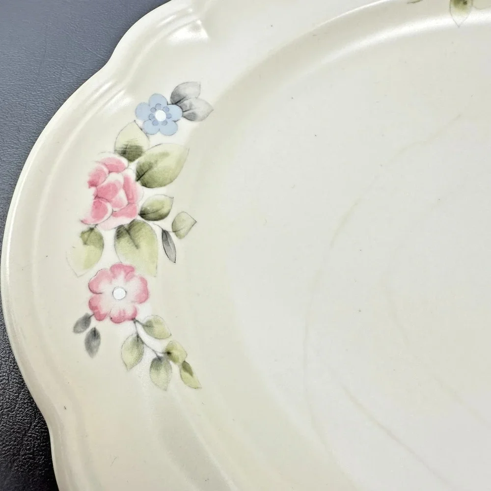 Pfaltzgraff Tea Rose Platter Pink Floral Stoneware Serving Cottagecore USA Vtg